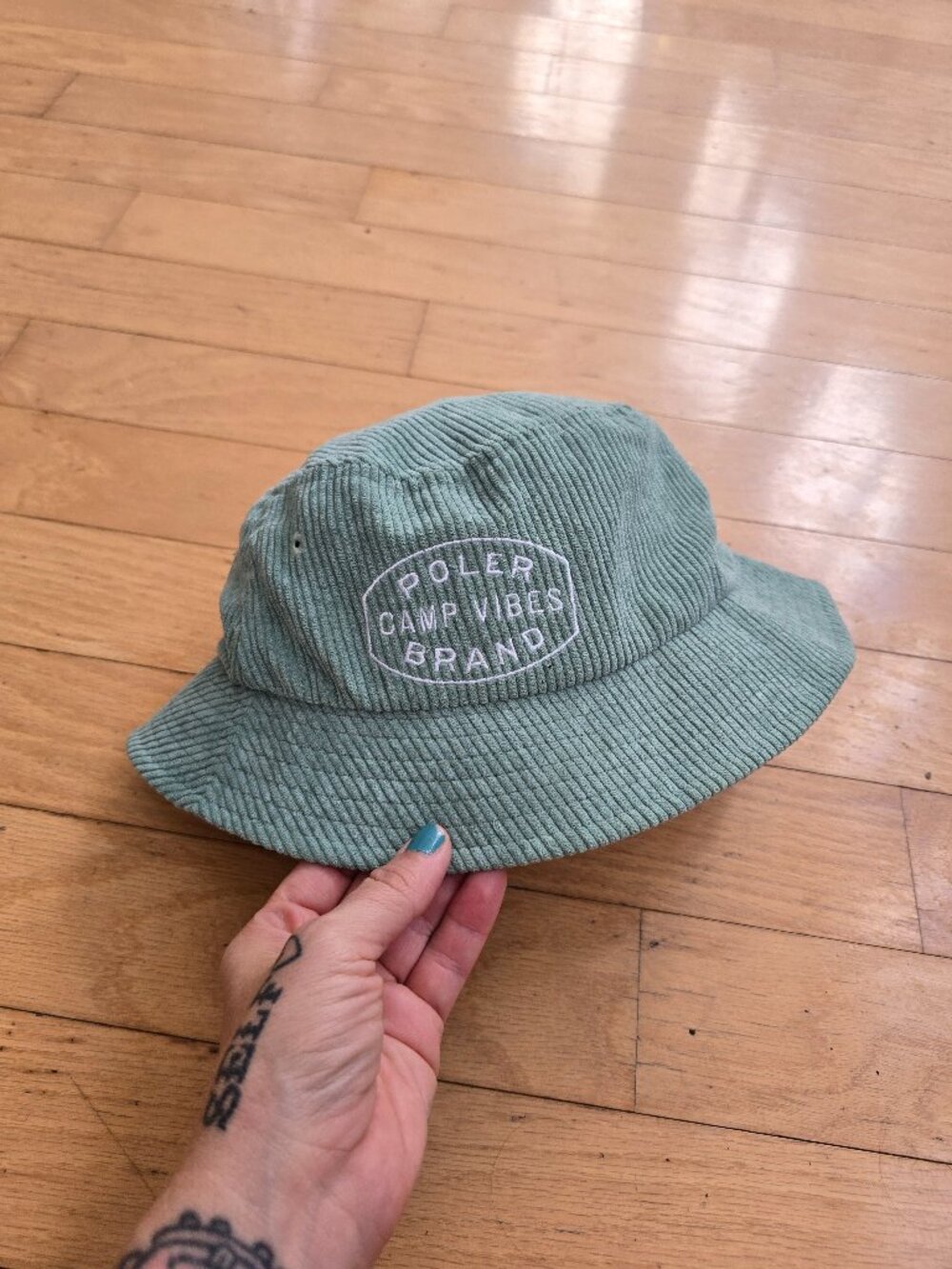 Poler | Stuff Camp Vibes Sage Light Green Corduroy Gorpcore Bucket Hat Unisex